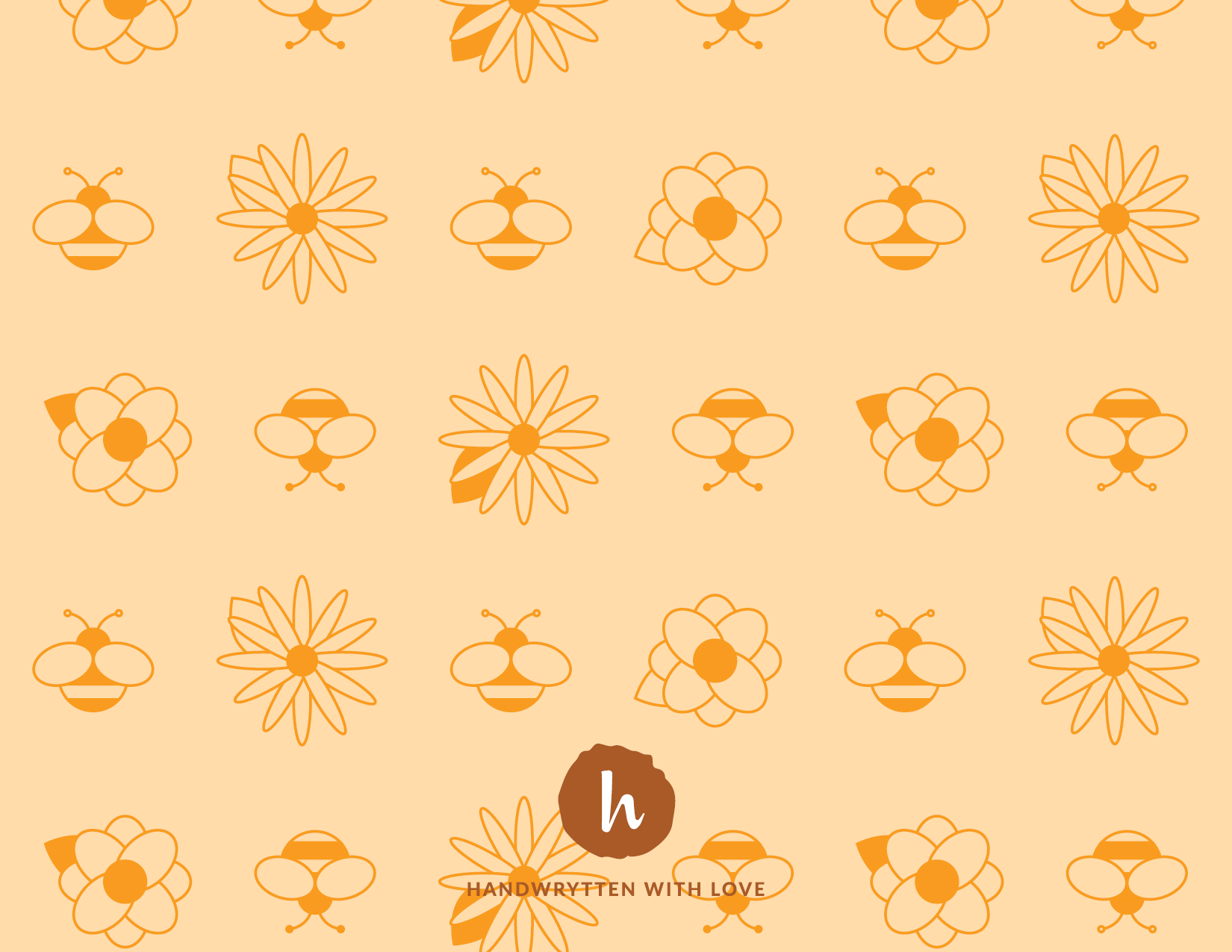 Spring Flowers and Bees Pattern - Yellow back