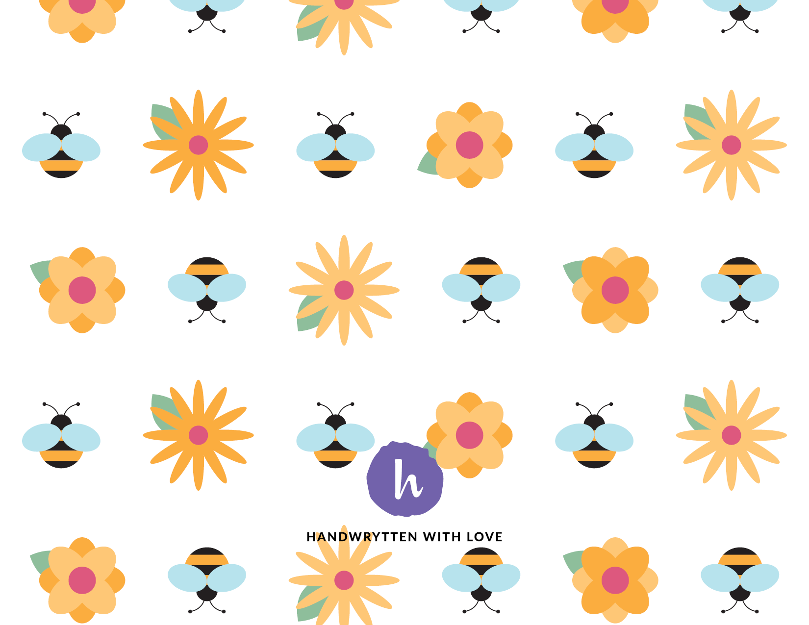 Spring Flowers and Bees Pattern back