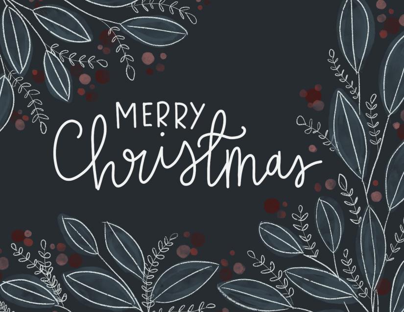 Dark Floral Merry Christmas